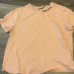 cropped light pink tee 
“baby it’s you” collar stitch